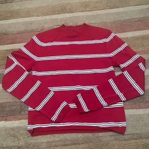 Red black white striped long sleeve top